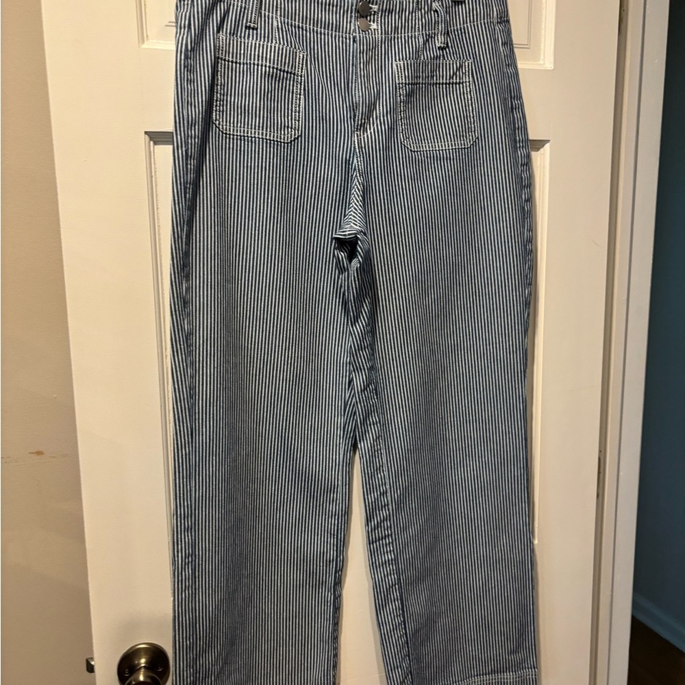 Talbots EUC Worn Once- Relaxed Sz 10Blue and White Striped Pants - Picture 2 of 7